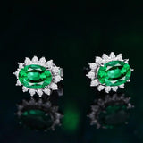 925 Sterling Silver Simulated Gemstone Stud Earrings