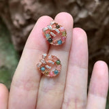 13*12 MM Natural Tourmaline Earrings 925 Silver Stud Earring For Women