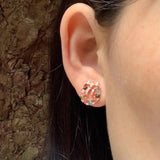13*12 MM Natural Tourmaline Earrings 925 Silver Stud Earring For Women