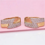 14K Rose Plated Diamond Square Ethnic Style Earrings