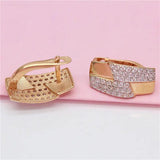 14K Rose Plated Diamond Square Ethnic Style Earrings