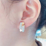 14K Rose Plated Diamond Square Ethnic Style Earrings