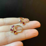 Vintage Red Gemstone Tassel Earrings for Women