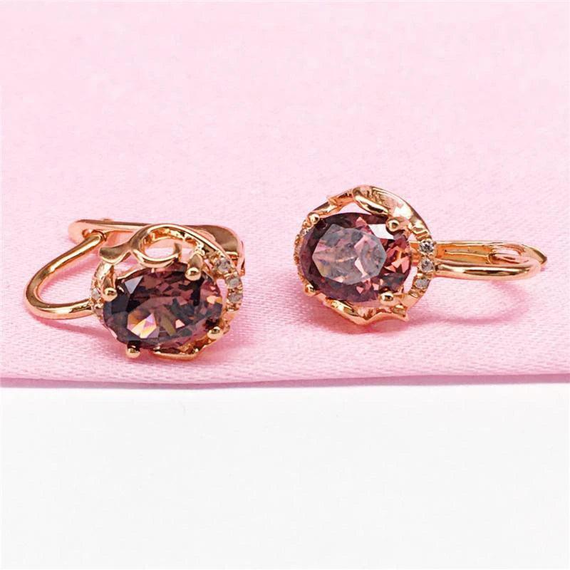 Vintage 14k Rose Gold Ruby Earrings for Women