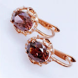 Vintage 14k Rose Gold Ruby Earrings for Women