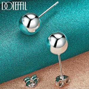 925 Silver 8mm Round Bead Stud Earrings Wedding Jewelry