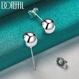 925 Silver 8mm Round Bead Stud Earrings Wedding Jewelry