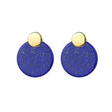 Chinese Style Lapis Lazuli Round Earrings Retro Jewelry
