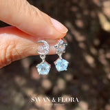 Ocean Topaz 925 Sterling Silver Stud Earrings for Women 1.4ct Pave CZ