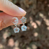 Ocean Topaz 925 Sterling Silver Stud Earrings for Women 1.4ct Pave CZ