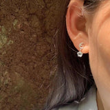 Ocean Topaz 925 Sterling Silver Stud Earrings for Women 1.4ct Pave CZ