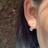 Ocean Topaz 925 Sterling Silver Stud Earrings for Women 1.4ct Pave CZ