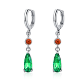 925 Silver Emerald Hoop Earrings CZ Women's Party Gift Jewelry
