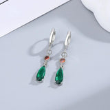 925 Silver Emerald Hoop Earrings CZ Women's Party Gift Jewelry