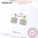 925 Silver Asscher Cut Moissanite Diamond Stud Earrings