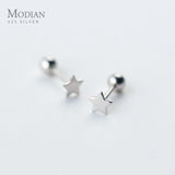 Stars Heart Bead Stud Earrings Fine S925 Silver Jewel
