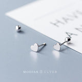 Stars Heart Bead Stud Earrings Fine S925 Silver Jewel