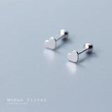 Stars Heart Bead Stud Earrings Fine S925 Silver Jewel