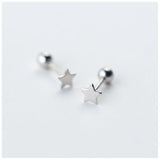 Stars Heart Bead Stud Earrings Fine S925 Silver Jewel