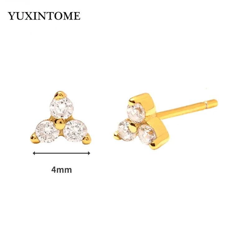 Geometry Triangle Turquoise Zircon Small Studs Earrings