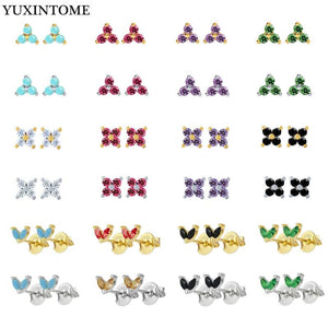 Geometry Triangle Turquoise Zircon Small Studs Earrings
