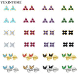 Geometry Triangle Turquoise Zircon Small Studs Earrings