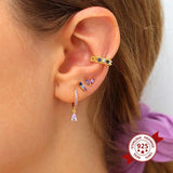 Geometry Triangle Turquoise Zircon Small Studs Earrings