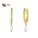 925 Silver Crystal Pendant Hoop Earrings