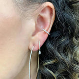 925 Silver Crystal Pendant Hoop Earrings