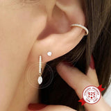 925 Silver Crystal Pendant Hoop Earrings