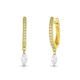 925 Silver Crystal Pendant Hoop Earrings