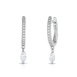 925 Silver Crystal Pendant Hoop Earrings