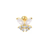 925 Silver Rhinestone Butterfly Stud Earrings Turquoise Pink Zircon Piercing