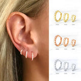 925 Silver Turquoise CZ Zircon Huggie Earrings Set