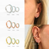 925 Silver Turquoise CZ Zircon Huggie Earrings Set