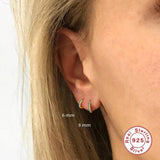 925 Silver Turquoise CZ Zircon Huggie Earrings Set