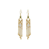 Natural Hetian Jade Magnolia Fringed Long Earrings Chinese Retro Jewelry