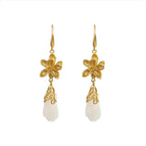 Hetian Jade Plum Blossom Magnolia Earrings Chinese Style Retro