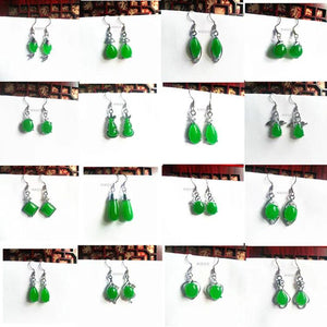 Green Jade Earrings 925 Silver Energy Women Gift Gemstones