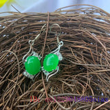Green Jade Earrings 925 Silver Energy Women Gift Gemstones