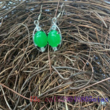 Green Jade Earrings 925 Silver Energy Women Gift Gemstones