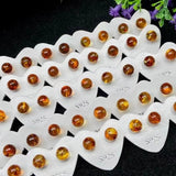 Natural Flower Amber Bead Stud Earrings 925 Silver Luky Gemstone Earrings