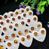Natural Flower Amber Bead Stud Earrings 925 Silver Luky Gemstone Earrings