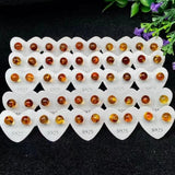 Natural Flower Amber Bead Stud Earrings 925 Silver Luky Gemstone Earrings