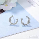 D Moissanite Crescent Moon Stud Earrings 925 Sterling Silver Wedding Jewelry