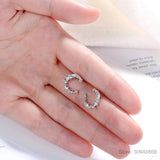 D Moissanite Crescent Moon Stud Earrings 925 Sterling Silver Wedding Jewelry