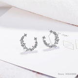 D Moissanite Crescent Moon Stud Earrings 925 Sterling Silver Wedding Jewelry