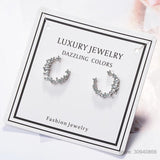 D Moissanite Crescent Moon Stud Earrings 925 Sterling Silver Wedding Jewelry