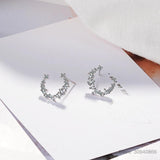 D Moissanite Crescent Moon Stud Earrings 925 Sterling Silver Wedding Jewelry