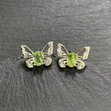 Peridot Stud Earrings 925 Silver Vintage Gift Jewelry